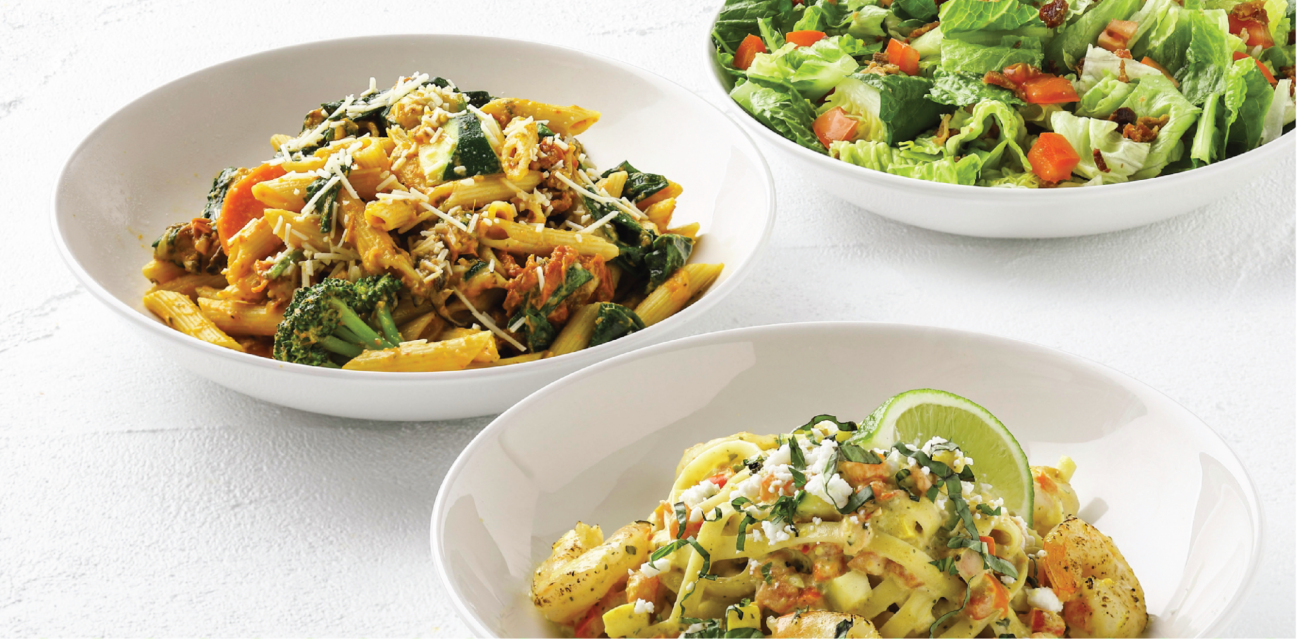 A group of meals prepared in bowls